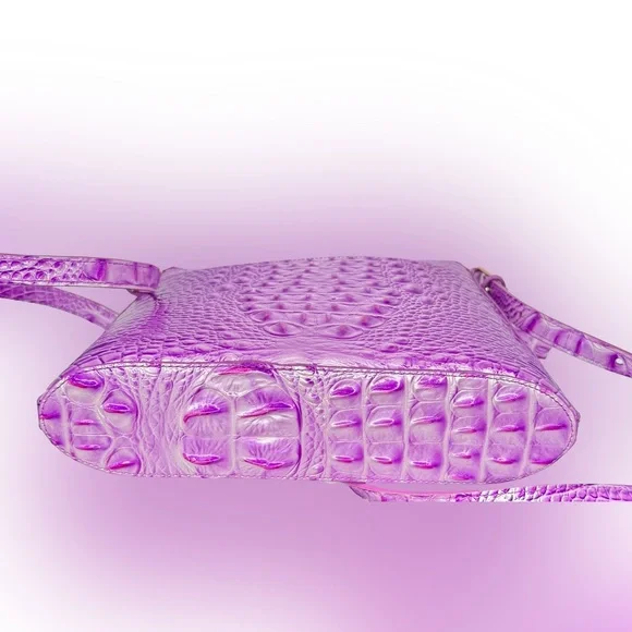 Brahmin Lilac Essence Croc-Embossed Katie w/ Flower Duo Charm & Britt Pouch